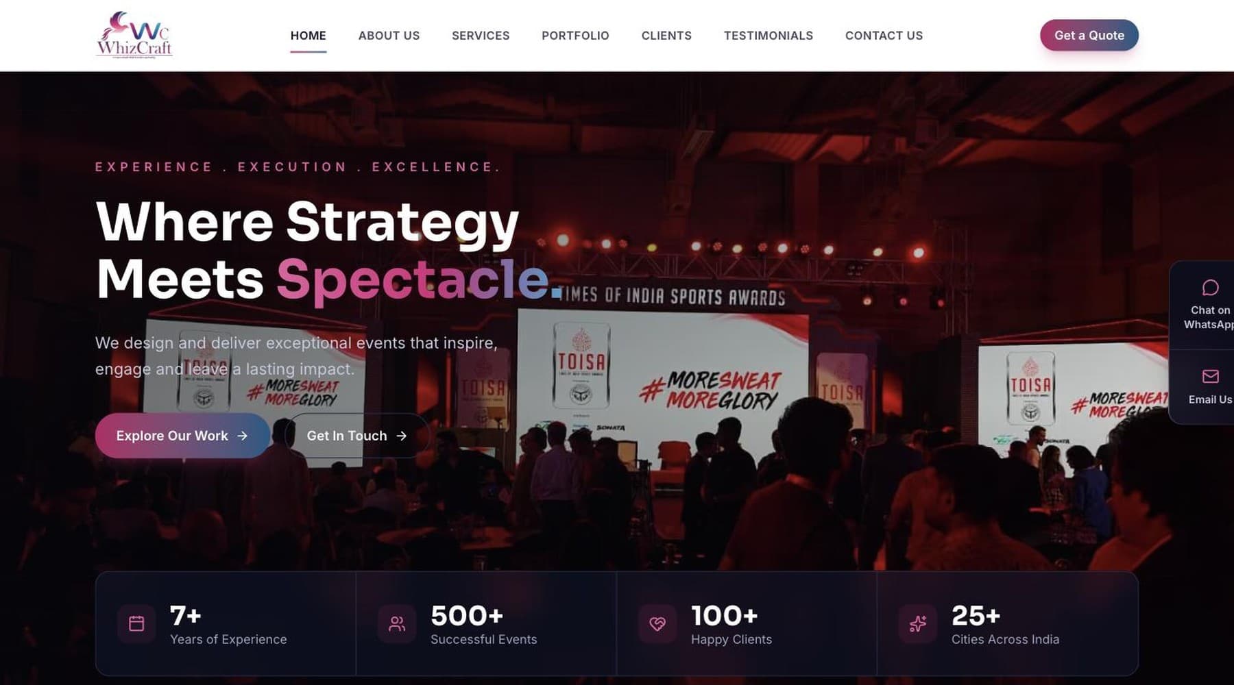 Whiz Craft — Event Management Website — Events & Hospitality
